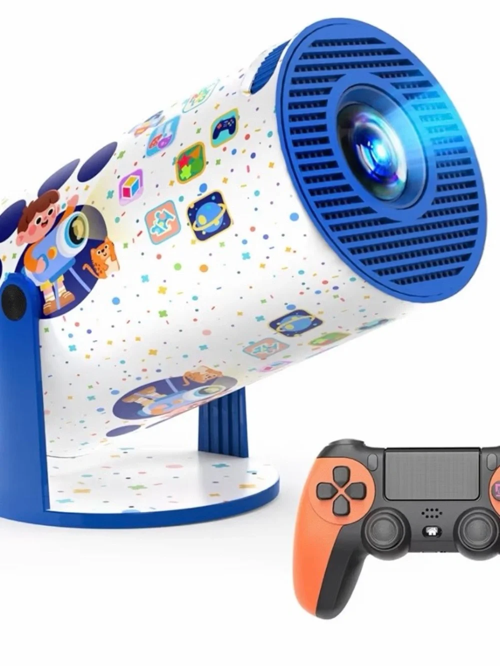 Kids Blue and White Projector with Gamepad - Brand Unspecified